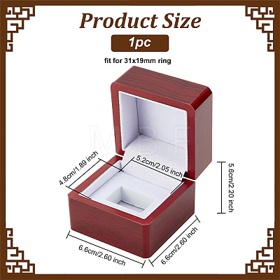 1 Slot Square Wooden Championship Ring Display Box CON-WH0085-59-1