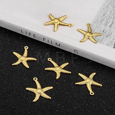 Brass Starfish/Sea Stars Pendants X-KK-L134-11G-1