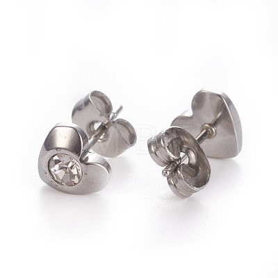 304 Stainless Steel Rhinestone Stud Earrings EJEW-F227-03P-1