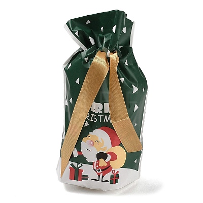 Christmas Santa Claus Plastic Packing Pouches Drawstring Bags ABAG-Q053-03E-1