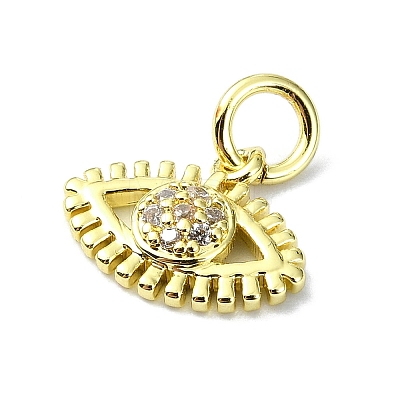 Eye Theme Brass Micro Pave Cubic Zirconia Charms KK-H475-58G-07-1