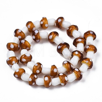 Mushroom Handmade Lampwork Beads Strands X-LAMP-R116-24-1