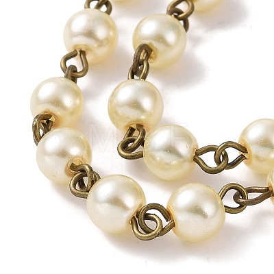 Handmade Round Glass Pearl Beads Chains for Necklaces Bracelets Making AJEW-JB00035-07-1
