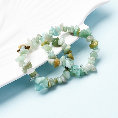 Unisex Chip Natural Flower Amazonite Beaded Stretch Bracelets BJEW-S143-26-1