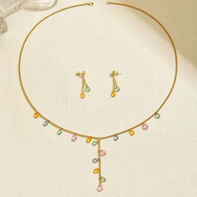 Alloy Plastic Teardrop Charms Earrings & Necklaces Sets for Women EK3257-1