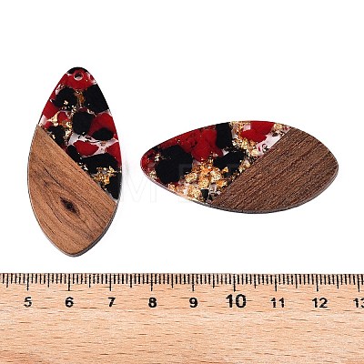 Transparent Resin and Walnut Wood Pendants RESI-T057-05E-1