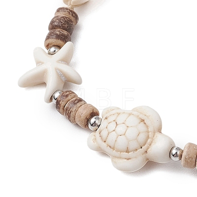 Summer Beach Starfish Turtle Adjustable Anklets AJEW-AN00634-02-1