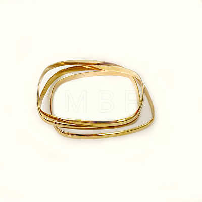 3Pcs Women's Simple Fashion Square PVD Vacuum Plating 201 Stainless Steel Stackable Bangles BJEW-O182-05G-1-1