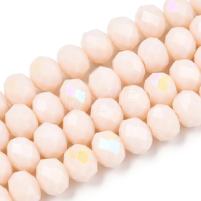 Electroplate Opaque Solid Color Glass Beads Strands EGLA-A034-P8mm-L20-1