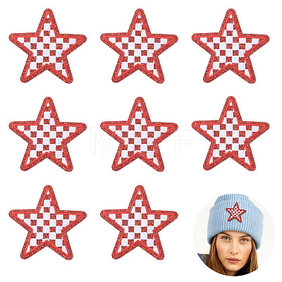 8Pcs Star with Lattice Computerized Embroidery Polyester Iron on/Sew on Patches PATC-TA0001-49B-1