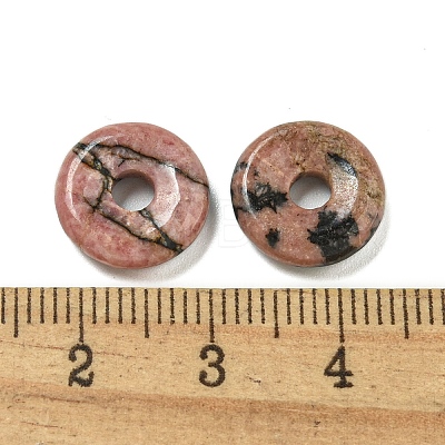 Natural Rhodonite Donut/Pi Disc Charms G-G142-01Q-1