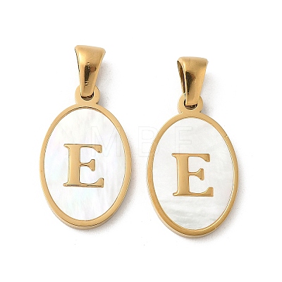 Natural Shell Oval with Initial Pendants STAS-I351-23G-E-1