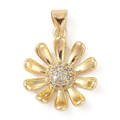 Brass Micro Pave Clear Cubic Zirconia Pendants ZIRC-P121-05A-G-1