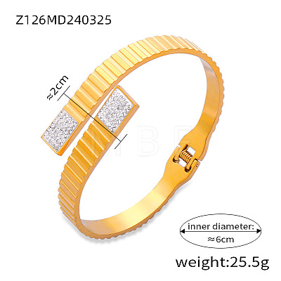 304 Stainless Steel Pave Cubic Zirconia Hinged Bangles for Women FS-WG9A3B1-03-1