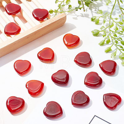 30Pcs Dyed & Heated Natural Agate Heart Palm Stone G-AR0005-19-1