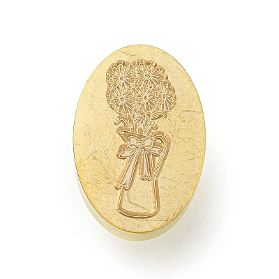Golden Tone Wax Seal Brass Stamp Head AJEW-G056-03C-1