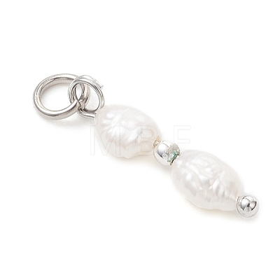 Natural Baroque Keshi Pearl & Electroplate Synthetic Non-magnetic Hematite Beaded Pendants PALLOY-JF04993-02-1