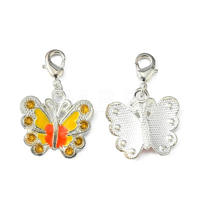 Silver Plated Alloy Enamel Rhinestone Pendants HJEW-PH01196-02-1