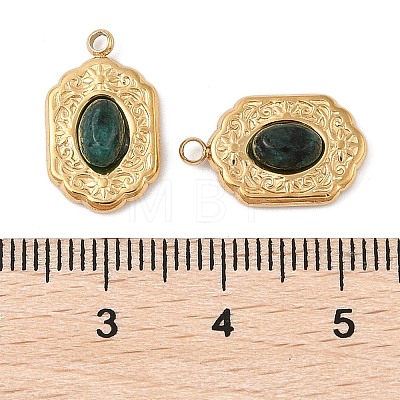 304 Stainless Steel Pave Natural Green Spot Jasper Pendants STAS-P380-23G-02-1