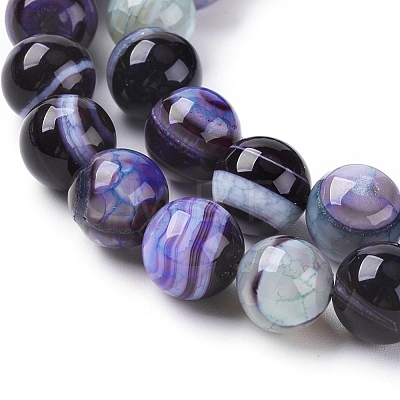 Natural Striped Agate/Banded Agate Beads Strands G-G582-10mm-43-1