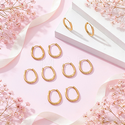 12 Pairs 202 Stainless Steel Huggie Oval Hoop Earrings EJEW-UN0003-37-1