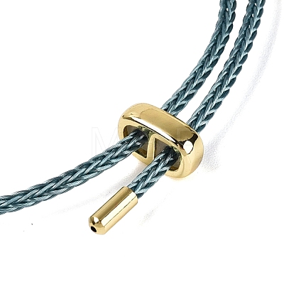 Natural Jadeite Adjustable Cowhide Leather Cord Slider Bracelets with Brass Slider Beads BJEW-N041-06A-1