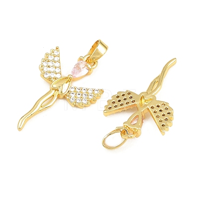 Brass Micro Pave Pink Cubic Zirconia Pendants CU-CBABDE1-10G-1