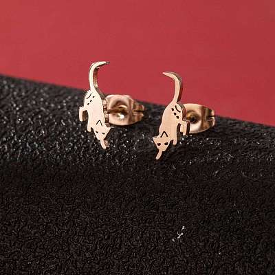 Stainless Steel Small Animal Stud Earrings for Women PW-WG5B49B-19-1