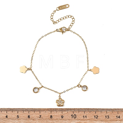 304 Stainless Steel Micro Pave Clear Cubic Zirconia Charm Bracelets BJEW-K297-03A-G-1