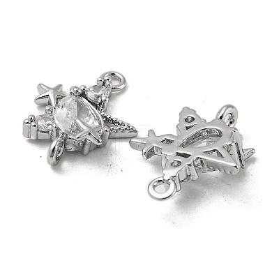 Brass Pave Clear Cubic Zirconia Connector Charms KK-H460-19P-1