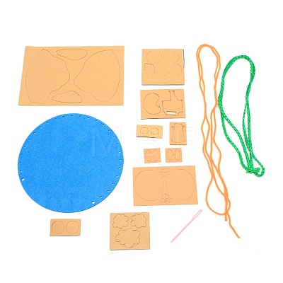 The Earth Day Theme DIY Non Woven Cloth Cartoon Earth-shaped Bag Kits DIY-WH0265-35-1