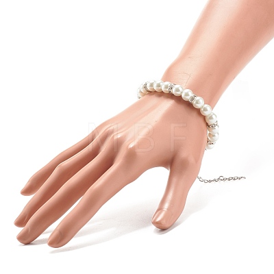 Glass Pearl Beaded Bracelet for Women BJEW-JB08239-1