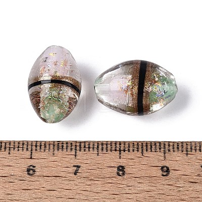 Two Tone Color Handmade Foil Glass Beads FOIL-Q001-01G-1