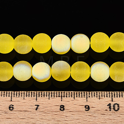 Frosted Transparent Glass Beads Strands GLAA-T032-T8mm-MBB11-1