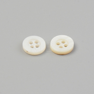 Natural 4-Hole Freshwater Shell Buttons BUTT-T011-01C-1