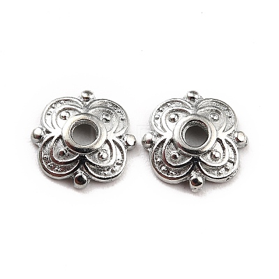 4-Petal Tibetan Style Alloy Flower Bead Caps TIBE-S222-P-NR-1