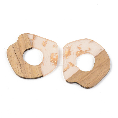 Transparent Resin & Walnut Wood Pendants RESI-S389-050A-B05-1