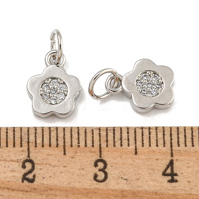 Rack Plating Brass Micro Pave Clear Cubic Zirconia Charms KK-U030-09P-1