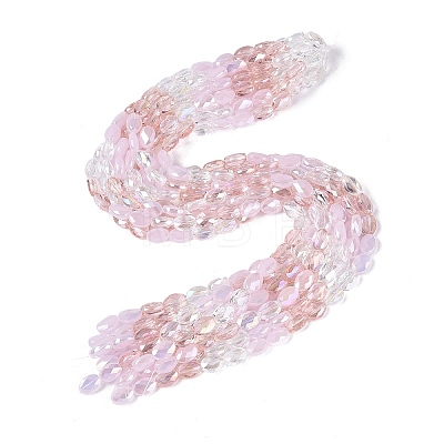 Electroplate Imitation Jade & Opaque & Transparent Glass Beads Strands EGLA-Q135-8x11MM-01B-1