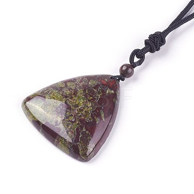 Adjustable Natural Indian Blood Stone Pendant Necklaces NJEW-A125-D03-1