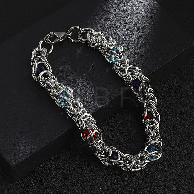 201 Stainless Steel Rope Chain Bracelets BJEW-R313-08C-P-1