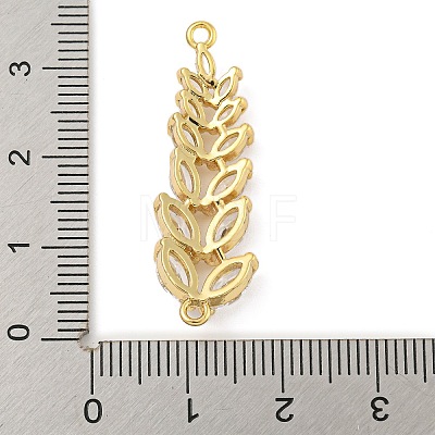 Rack Plating Brass Pave Clear Cubic Zirconia Leaf Links Connector Charms KK-P277-49G-1