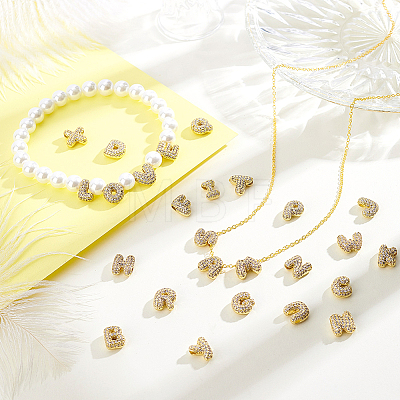 26Pcs 26 Styles Brass Micro Pave Cubic Zirconia Beads KK-GA0002-50-1