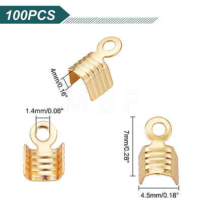 Unicraftale 100Pcs 304 Stainless Steel Folding Crimp Ends STAS-UN0041-16-1