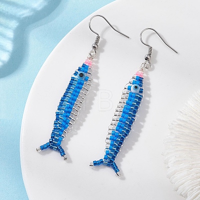 Pacific Saury Glass Seed Beads Dangle Earrings EJEW-MZ00647-1