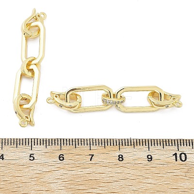 Brass Micro Pave Clear Cubic Zirconia Fold Over Clasps KK-Z080-08G-1