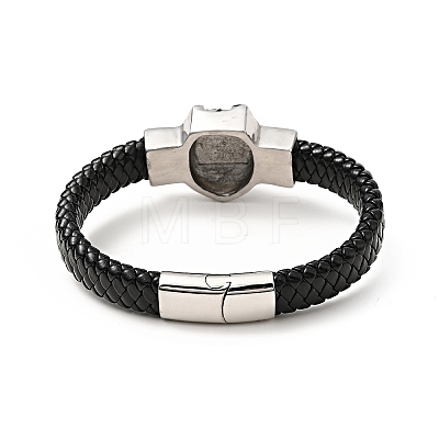 304 Stainless Steel Lion Beaded Bracelet BJEW-E009-07AS-1