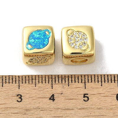 Rack Plating Brass Micro Pave Cubic Zirconia Beads KK-P268-01G-13-1