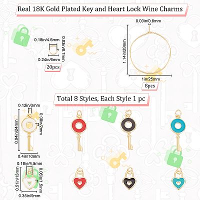 DIY Heart Padlock & Key Wine Glass Charm Making Kit DIY-BBC0001-18-1