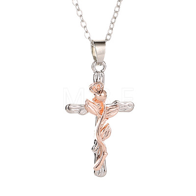 Cross & Leaf Alloy Pendant Necklaces FS-WG2F207-03-1